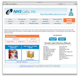 Nutrition manufacturer site homepage